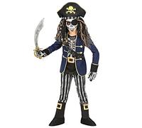 Widmann - Children's skeleton pirate captain, coat with shirt, belt, sword sheath, trousers, boot covers, hat with bandana, pirate, psycho, costume, theme party, carnival, Halloween