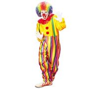 Widmann Circus Clown Jumpsuit Costume - Colourful Fancy Dress Outfit with Red Collar & Green Braces - Fun Party Costume for Adults, Carnival & Theme Events