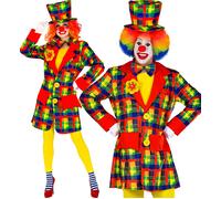 Widmann 48683 Clown Costume, Coat, for Adults, Circus, Carnival, Theme Party, Unisex, Multicoloured, L