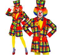 Widmann 48681 Clown Costume Coat for Adults, Circus, Carnival, Theme Party, Unisex, Multicoloured, S