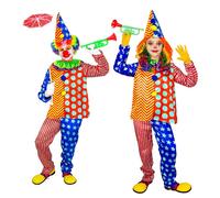 Widmann Clown (Coat With Ruff, Pants, Hat) (128 cm / 5-7 Years) Different Colors