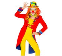 Widmann 48382 Women's Clown Tailcoat Costume, Circus, Theme Party, Carnival, Multicoloured, M