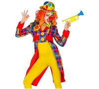 Widmann 48402 Clown Costume Tailcoat for Women, Circus, Carnival, Theme Party, Multicoloured, M