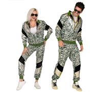 WIDMANN Costume 80s Tracksuit Dollars, Jacket and Trousers, Jogging Suit, Retro Style, Bad Taste Party, Carnival, Themed Birthday Party