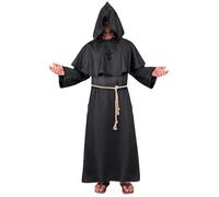 W WIDMANN MILANO Party Fashion - Dark Monk Costume, Hooded Robe, Belt, Cross Chain, Clergy, Priest, Fancy Dress Costumes