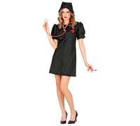 Widmann - Dark nurse costume, dress, hood, stethoscope, carnival, theme party