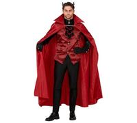 Widmann - Devil Costume, Shirt with Vest and Jabot with Locket, Cape, Gloves, Halloween, Carnival, Theme Party