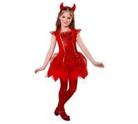 Widmann Devil (Dress, Horns) (128 cm / 5-7 Years) Red