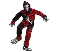 Widmann Evil Jester (Coat, Pants, Hooded Mask) (158 cm / 11-13 Years) Black
