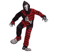 Widmann Evil Jester (Coat, Pants, Hooded Mask) (158 cm / 11-13 Years) Black