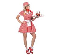 Widmann 10131246 Adult Waitress Costume 50s, red, White, S