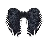 Widmann - Feather wings with Marabu decoration | 80 x 60 cm, foldable, accessory for angel and devil costumes, carnival, Halloween, theme party, cosplay