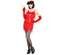Widmann Flapper Red - (Dress, Headband With Feathers) (M) Red