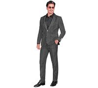 Widmann Gangster Costume, Grey with Pinstripes, Mafia Boss, Casino Costume | With jacket and trousers, eye-catching retro look, costume for carnival, festival and theme party