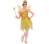 Widmann Golden Forest Pixie (Dress, Wings, Headband) (128 cm / 5-7 Years) Gold