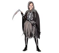 Widmann Grim Reaper (Bones Dress, Tights & Gloves, Hooded Cape, Chains) (XL) Gre