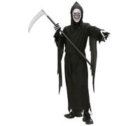 Widmann Grim Reaper (Robe, Belt, Hooded Mask) (140 cm / 8-10 Years) Black