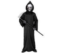 Widmann Grim Reaper (Robe, Hooded Holographic Skull Mask, Bone Gloves) (140 cm /