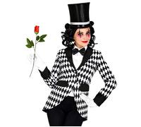 Widmann 48282 Women's Harlequin Costume Tailcoat Clown Circus Carnival Theme Party, Multicoloured, M