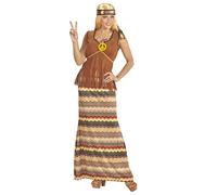 Widmann adult's hippie woman costume, dress with jacket, skirt, headband and necklace with peace sign