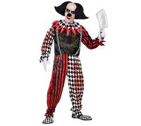 Widmann 52523 Killer Clown Costume Jumpsuit and Collar Theme Party Halloween, Multicoloured, L