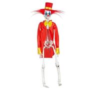 Widmann 10995 Killer Clown Skeleton with Movable Arms and Legs 40 cm Decoration Horror Halloween Theme Party, Multicoloured, Standard Size