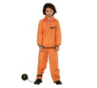 Childrens Orange Inmate Prisoner Costume Fancy Dress Overalls