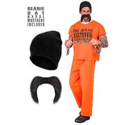 Widmann Inmate (Shirt, Pants, Cap, Moustache) (S) Orange