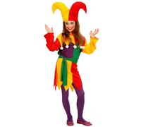 Widmann Jolly Jester (Dress, Belt, Hat) (128 cm / 5-7 Years) Different Colors