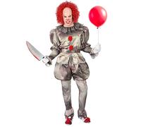 Widmann Killer Clown (Shirt, Pants, Overpants, Belt, Shoe Covers) (M) Grey
