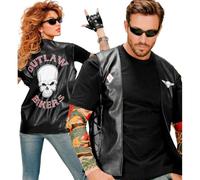 Widmann - Kostüm Biker Weste Outlaw, im Lederlook, Rocker, Faschingskostüme, Karneval, Halloween