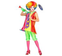 Widmann - Kostüm Clown, Kleid mit Reifenrock, Krawatte und Hose, Zirkusclown, Karneval, Mottoparty