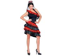 Widmann - Kostüm Spanische Senorita, Kleid, Kopfschmuck mit Schleier, Flamengo, Karneval, Mottoparty