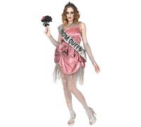 Widmann - Kostüm Zombie Ballkönigin, Kleid mit Schärpe, fingerlose Handschuhe, Tiara, Halloween, Karneval, Mottoparty