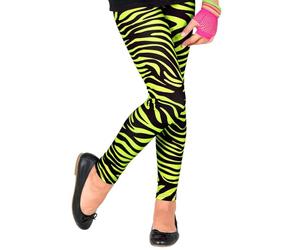 Widmann - Leggings for Children 80s, Tiger Print, 80s, Animal Print, Disco Fever, Bad Taste, Striped Pattern, Theme Party, Carnival Multicoloured