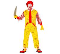 Widmann joker 29312 - McKiller Clown Costume, Jumpsuit, Footless Stockings, Scarf, Theme Party, Halloween, Multicoloured, M