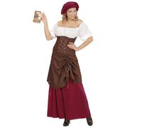 Widmann - Medieval hostess costume, dress and hat, hostess, waitress, maid, fancy dress, carnival, theme party