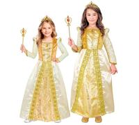 Widmann Medieval Queen (Dress With Petticoat, Crown) (128 cm / 5-7 Years) Gold