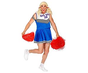 Widmann Men's Cheerleader Costume - Funny GO GO 18 Fancy Dress Outfit for Stag Dos, Carnival & Theme Parties - Extra Large