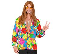 WIDMANN Mens Flower Power Shirt Costume 60s 70s Hippy Fancy Dress