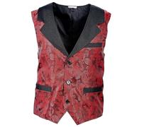 Widmann - Men's Jacquard Retro Wine Red Waistcoat for Carnival, Theme Party