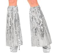 Widmann Women's 48141 Sequin Cuffs, 70s Style, 1 Pair, Retro, Disco, Fancy Dress, Theme Party, Carnival, Silver, Standard Size