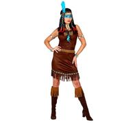 Widmann Native Indian (Dress, Belt, Headband With Feather) (S) Brown