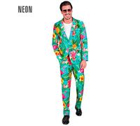 Widmann Neon Flamingo Party Fashion Suit (Jacket, Pants) (XL) Turquoise / Light