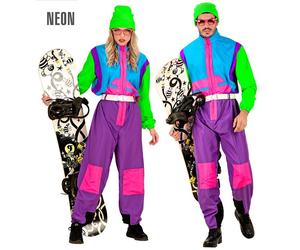 Widmann Neon Purple-Azure-Green Ski Suit (Overalls, Belt) (S) Purple / Lila