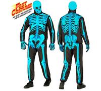 Widmann Neon Skeleton Fast Costume (Jacket, Pants, Gloves, Mask) (L) Turquoise /