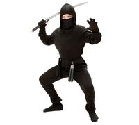 Widmann Ninja (Hooded Coat, Pants, Belt, Mask, Arm & Leg Ties) (128 cm / 5-7 Yea