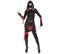 Widmann Ninja (Hooded Jumpsuit, Face Mask, Belt, Arm Ties, Leg Tie) (S) Black