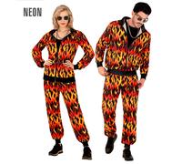 W WIDMANN MILANO Party Fashion - Party Fashion Jumpsuit with Flames Adult Unisex, 80s, Devils, Disco, Rock, Bikers, Halloween, Carnival, Theme Parties