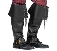 WIDMANN - Pair of Faux Leather Boot Covers, Unisex Adult, Pirate, Musketeer, Knight, Middle Ages, Carnival